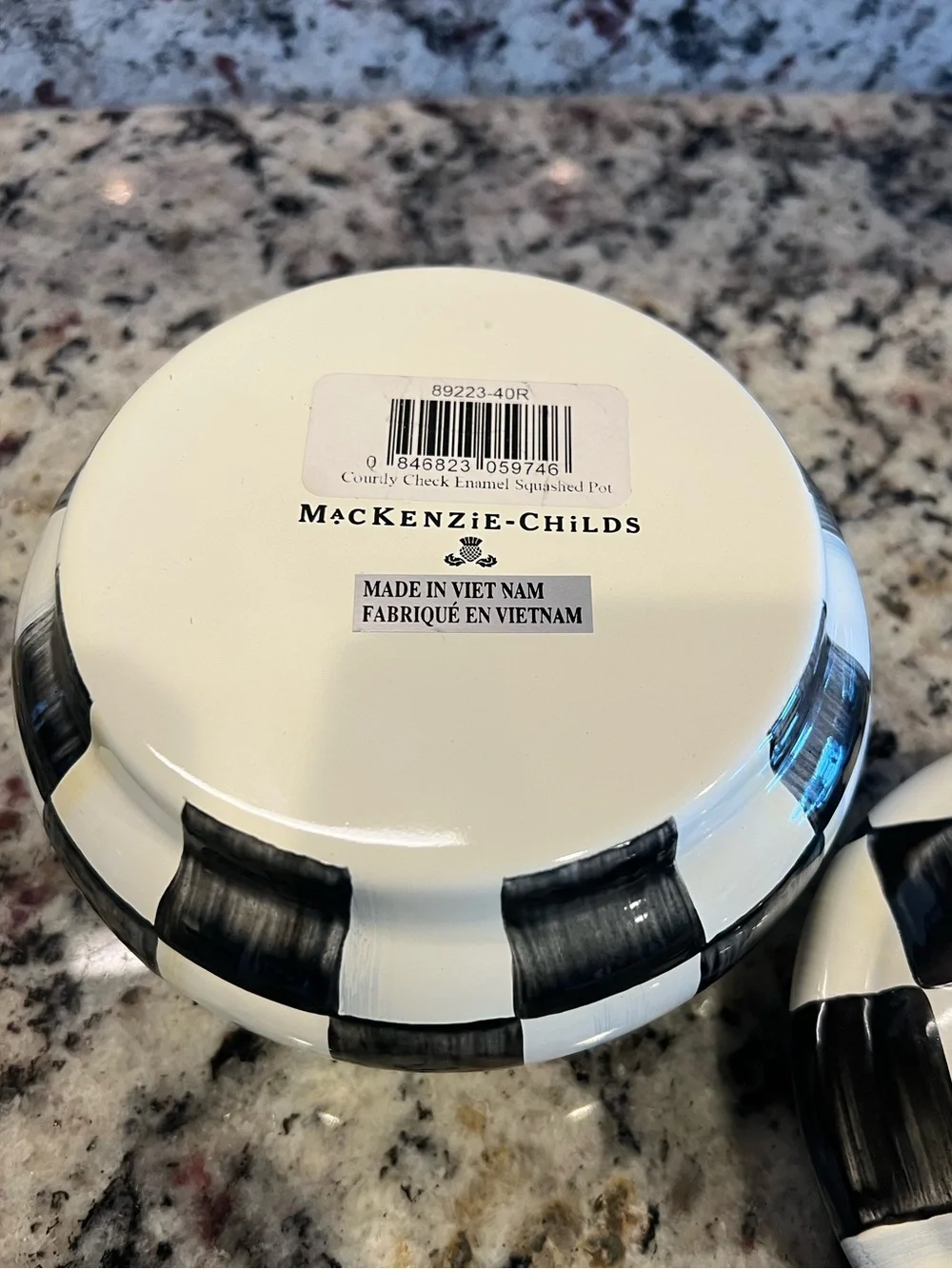 Mackenzie-Childs Courtly Check Squashed Pot. Like New!